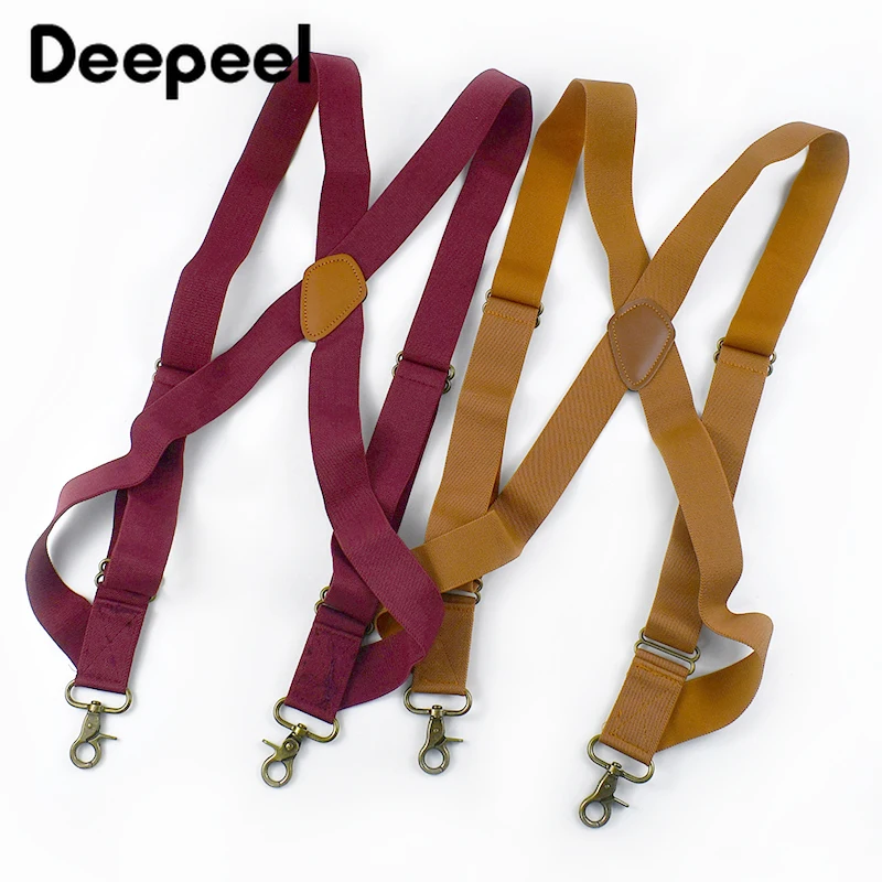 Top Trends: 1Pc Deepeel 3.5*125cm Men's Suspender X-shaped 2 Clips Adjustable Straps Stretch Wide Braces Work Suspenders Male Jockstrap Shoppable Styles