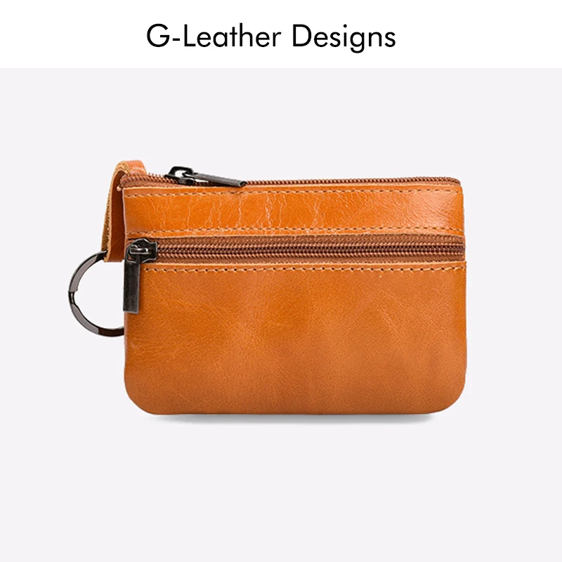 Top Trends: Fashion Genuine Leather Coin Wallet Purse Mini Wallets Waxy Leather Zipper Purses With Keychain Oil Wax Skin Coin Bag Shoppable Styles