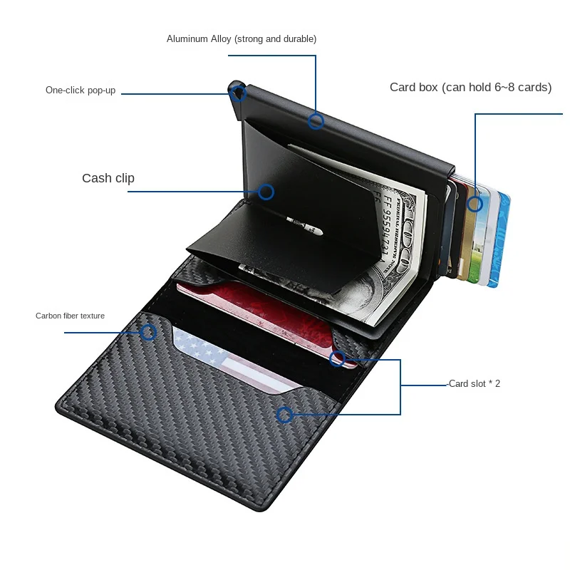 Top Trends: Credit Card Holder Men RFID Wallet Aluminium Box Bank PU Leather Wallets With Money Clip Designer Cardholder Card Case Wholesale Shoppable Styles - Image 3