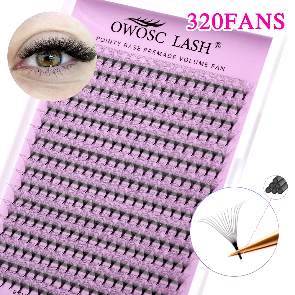 Top Trends: OWOSC Pointy Base Premade Volume Fans Eyelash Extension 3D / 6D / 8D / 10D / 12D / 14D Individual Sharp Pointy Stem 320 Fans Custom Logo Shoppable Styles