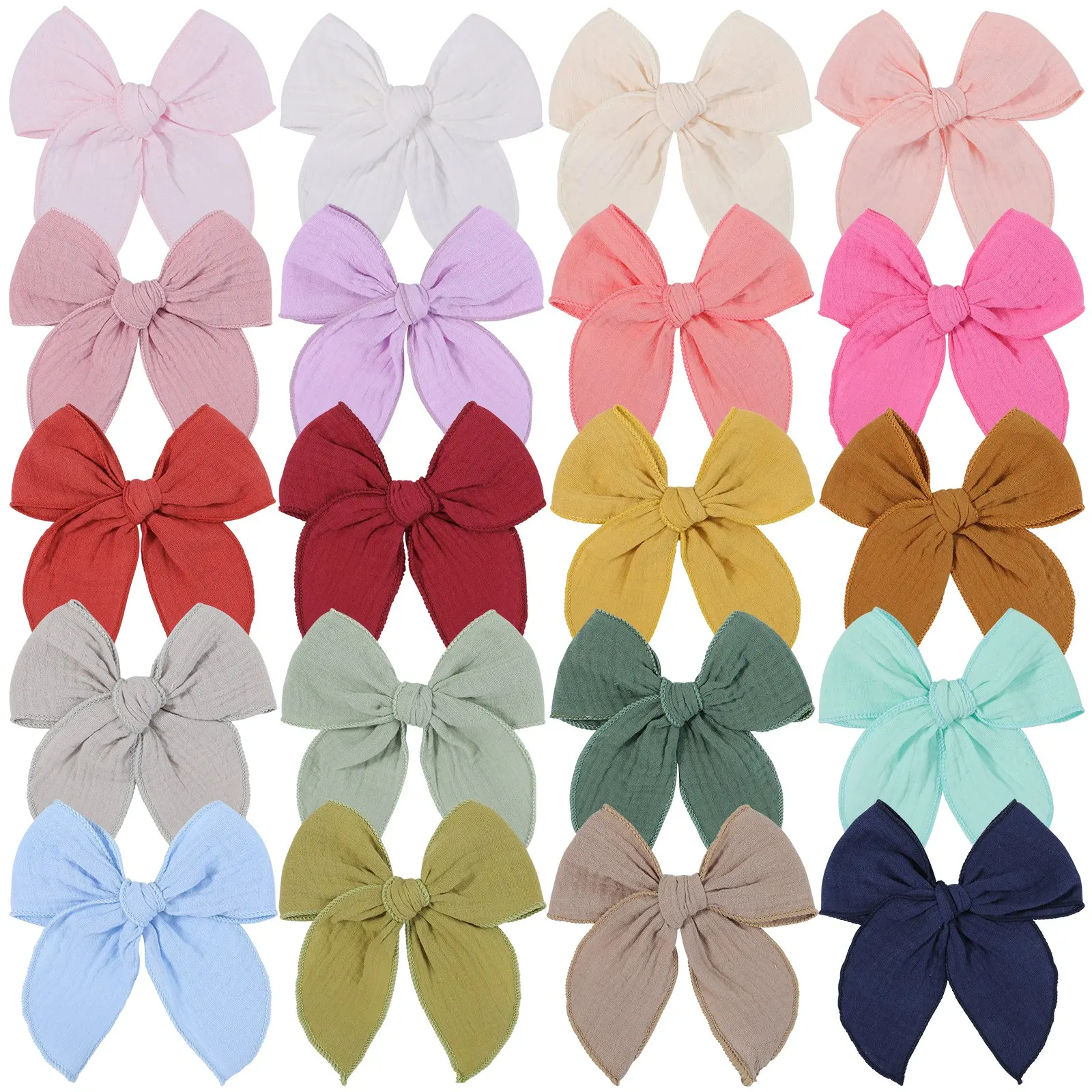 Top Trends: Lovely Baby Girls Candy Solid Color Bohemian Style Bow BB Hair Clips Headwear Children Cute Cotton Hairpins Hair Accessories Shoppable Styles