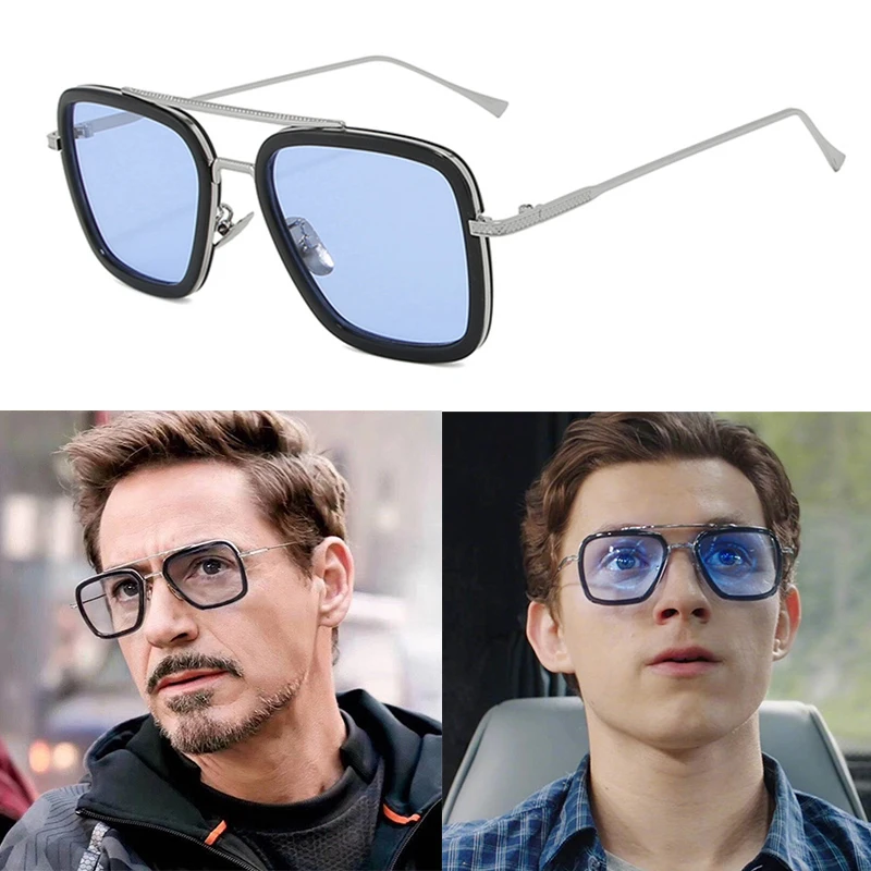 Top Trends: Luxury Steampunk Men Square Sunglasses Tony Stark Sun Glasses Vintage Metal Eyewear Pilot Sunglass UV400 Male Gafas Shoppable Styles