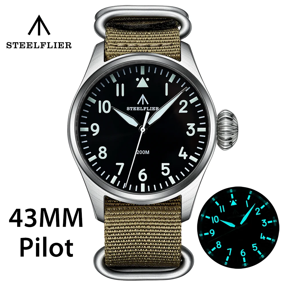 Top Trends: STEELFLIER Official SF743 Quartz Pilot Big Onion Crown Swiss Luminous VH31 20Bar Waterproof Sapphire Crystal Luxury Dive Watch Shoppable Styles