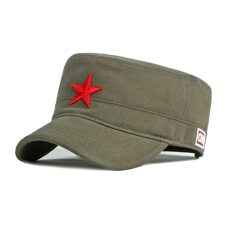 Top Trends: Spring Military Hat Men 3D Pentagram Embroidery Army Dad Cap Red Star Baseball Flat Hat Cotton Dailywear Visor Outdoor Sun Cap Shoppable Styles