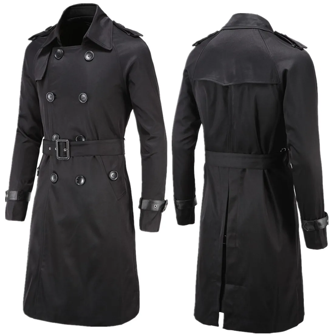 Top Trends: Mens Spring Autumn Windbreak Overcoat Long Trench Coats With Belt Male Pea Coat Double Breasted Peacoat W03 Shoppable Styles