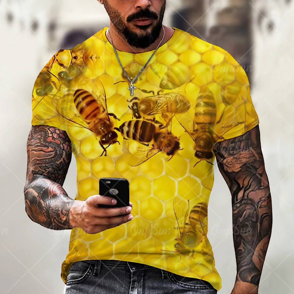 Top Trends: 2024 Men's T-shirt Bee 3d Printing Loose Plus Size 6xl Shirt For Men Summer Round Neck Top Tee Breathable Shirt Shoppable Styles