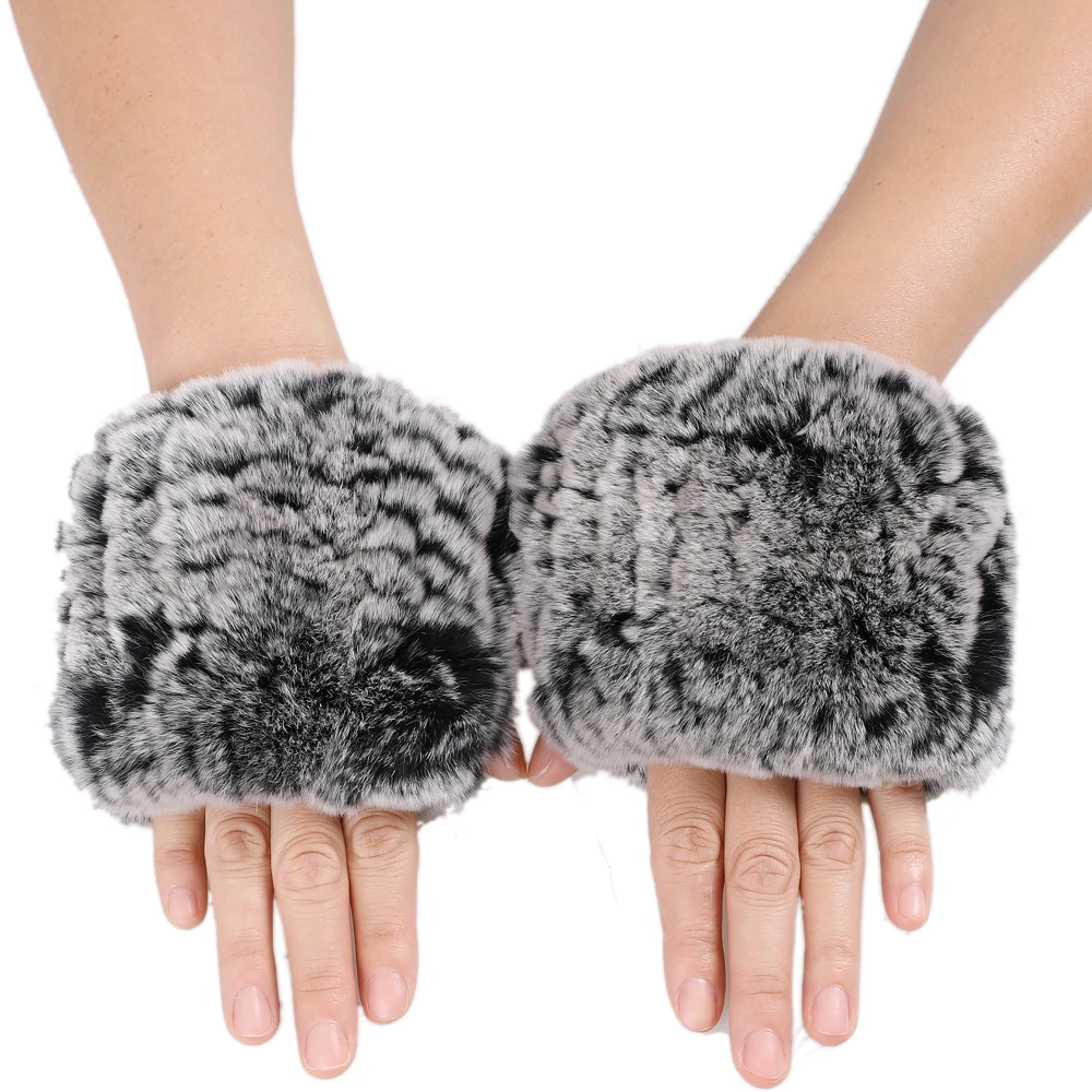 Top Trends: New Genuine Rex Rabbit Fur Knitted Women&#039;s Fingerless Gloves Mittens Real Fur Wrist Warmer Winter Soft Warm Elastic Shoppable Styles