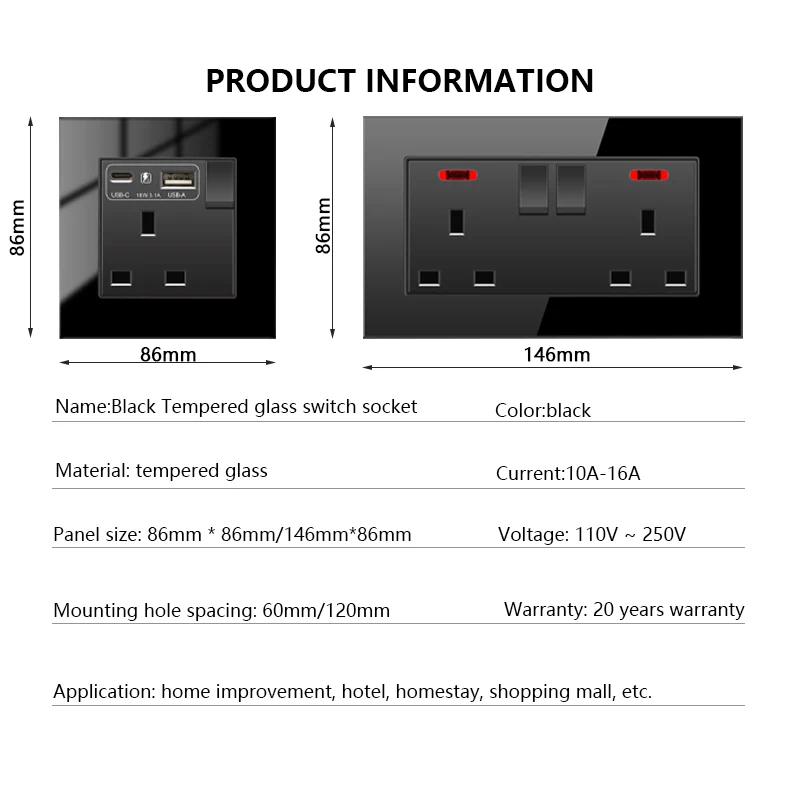 Quick Charge Plug, Wall Light Switch Painel,