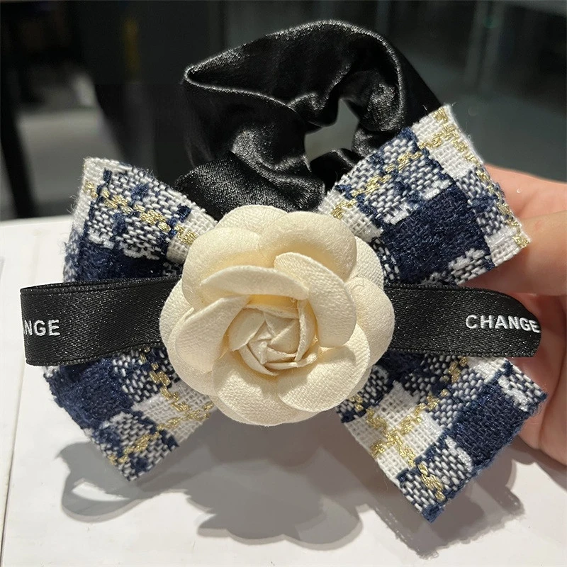 Top Trends: New Bowknot Headwear Hair Ties For Women Ponytail Senior Sense Lattice Winter Camellia Flower Rope Female Accessories Shoppable Styles - Image 3