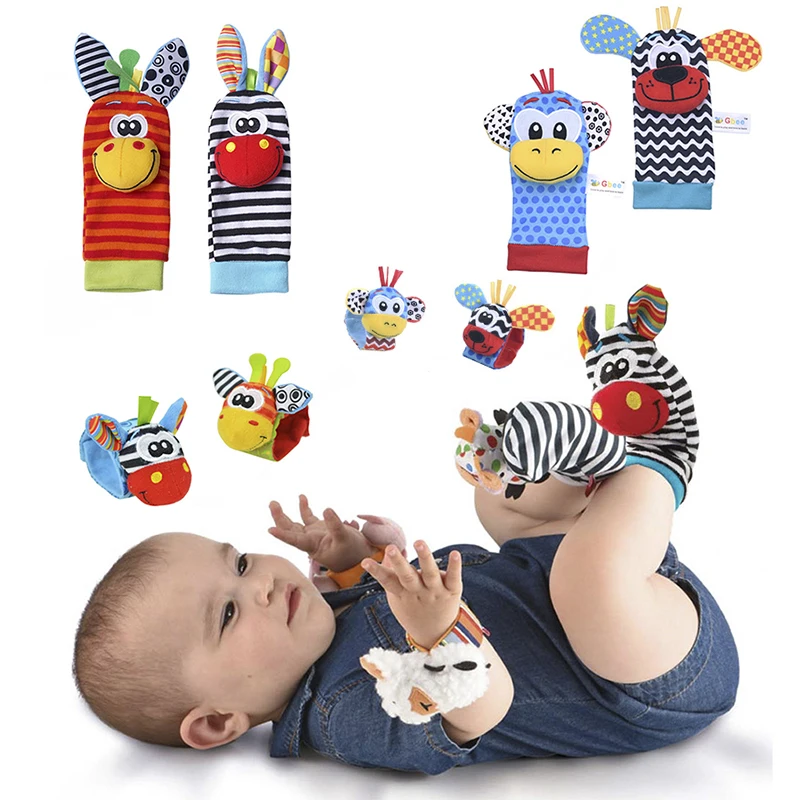 Top Trends: Cartoon Newborn Baby Rattle Bell Socks Sound Plush Wrist Strap Rattles Toys 0-12 Months Girls Boys Animal Foot And Wrist Shoppable Styles