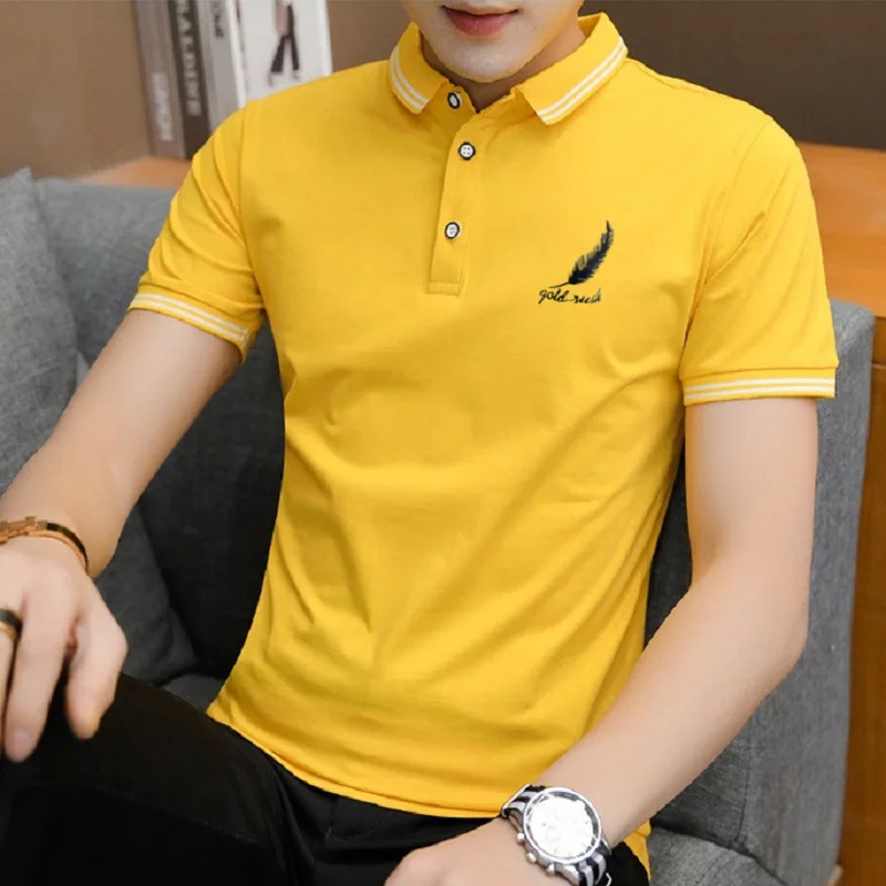 Top Trends: 2023 Summer New Turn-down Collar Men's Clothing Short Sleeve Polo Shirt Business Casual Fashion Polyester Button Striped Tops Shoppable Styles