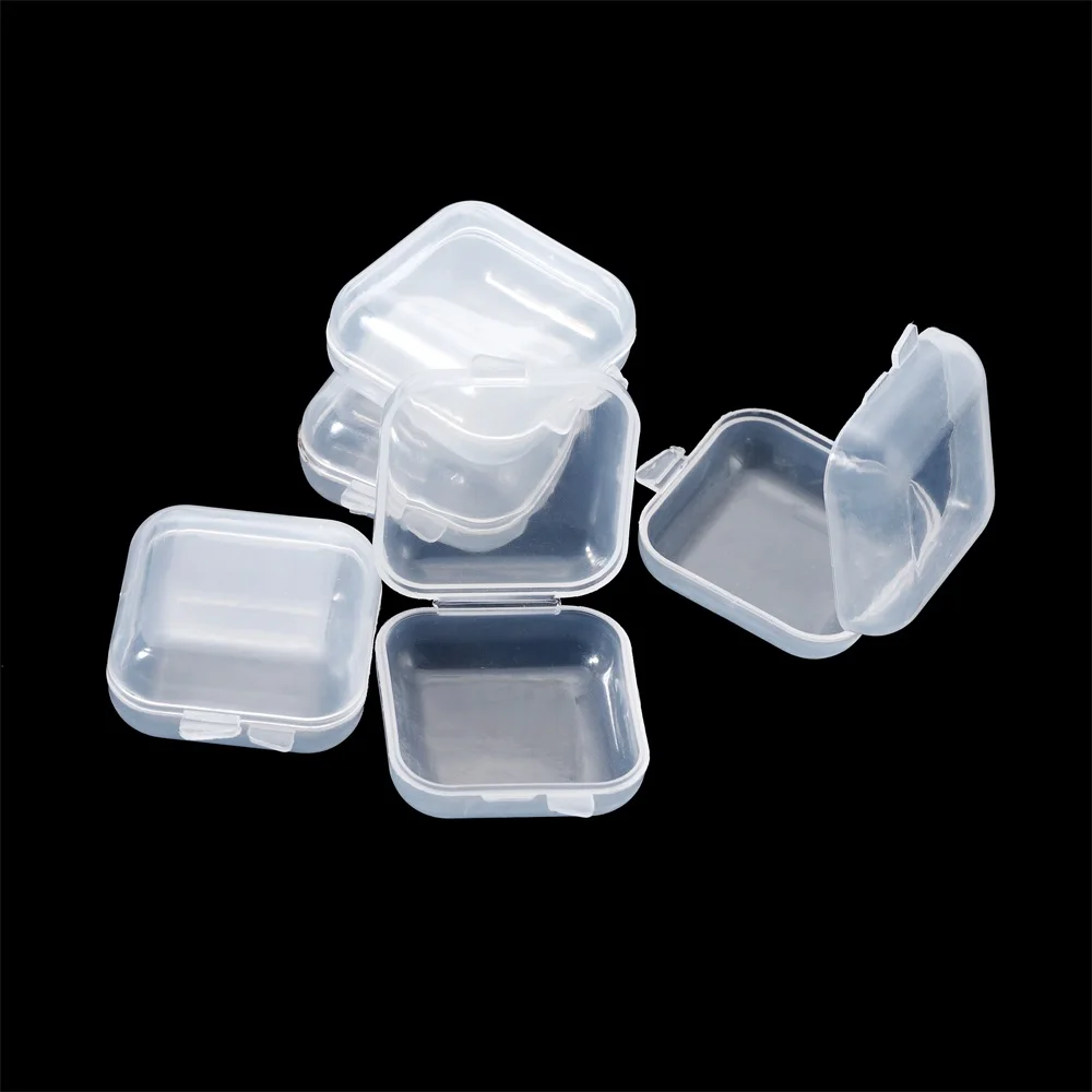 Top Trends: 5 / 10Pcs Small Boxes Square Portable Plastic Box Jewelry Storage Case Finishing Container For Earrings Packaging Storage Box Shoppable Styles