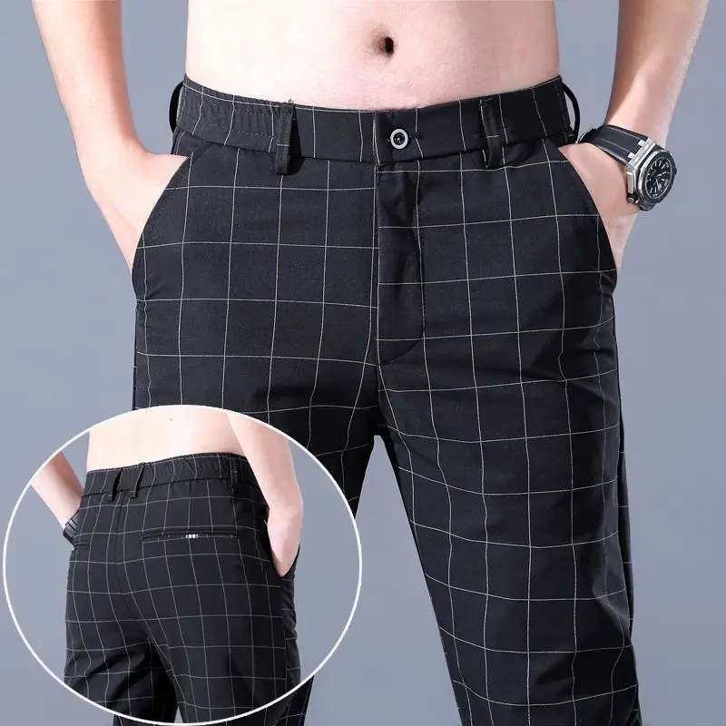 Top Trends: Business Office Men Fashion Thin Plaid Suits Pants Spring Summer Male Clothes New Casual Streetwear Loose Straight Trousers 38 Shoppable Styles - Image 5