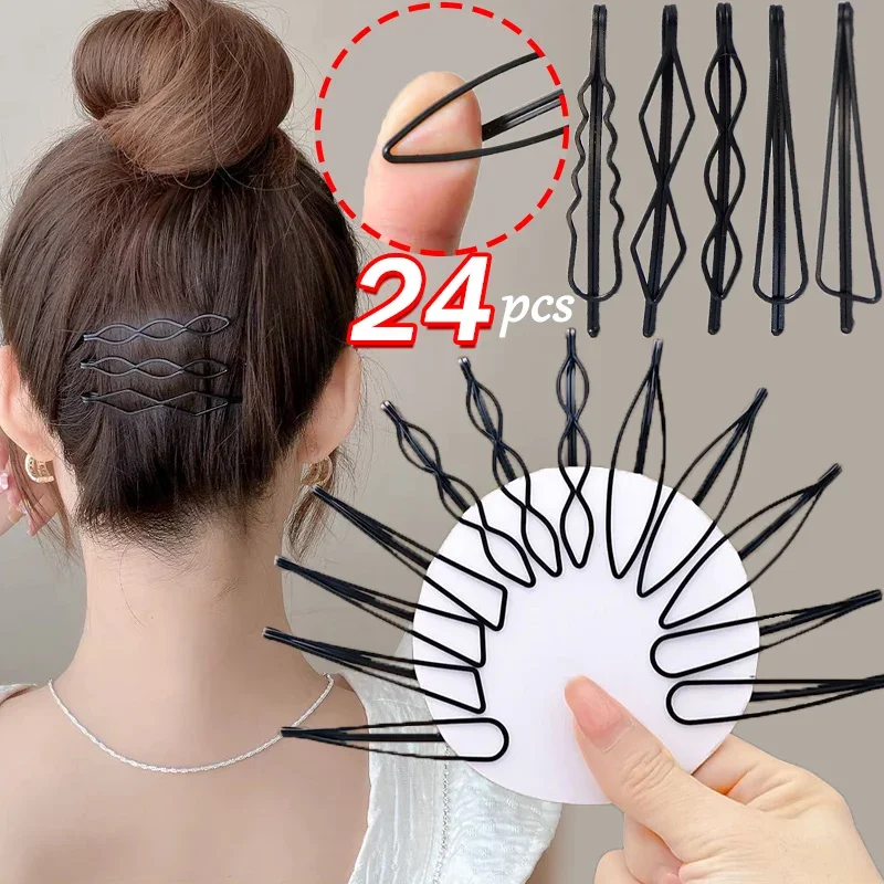 Top Trends: 3-24pcs Women&#039;s Black Metal Bobby Hairpins Girls Invisible Simple Wavy Triangle Hairgrips Barrettes Fashion Headdress Hair Clips Shoppable Styles