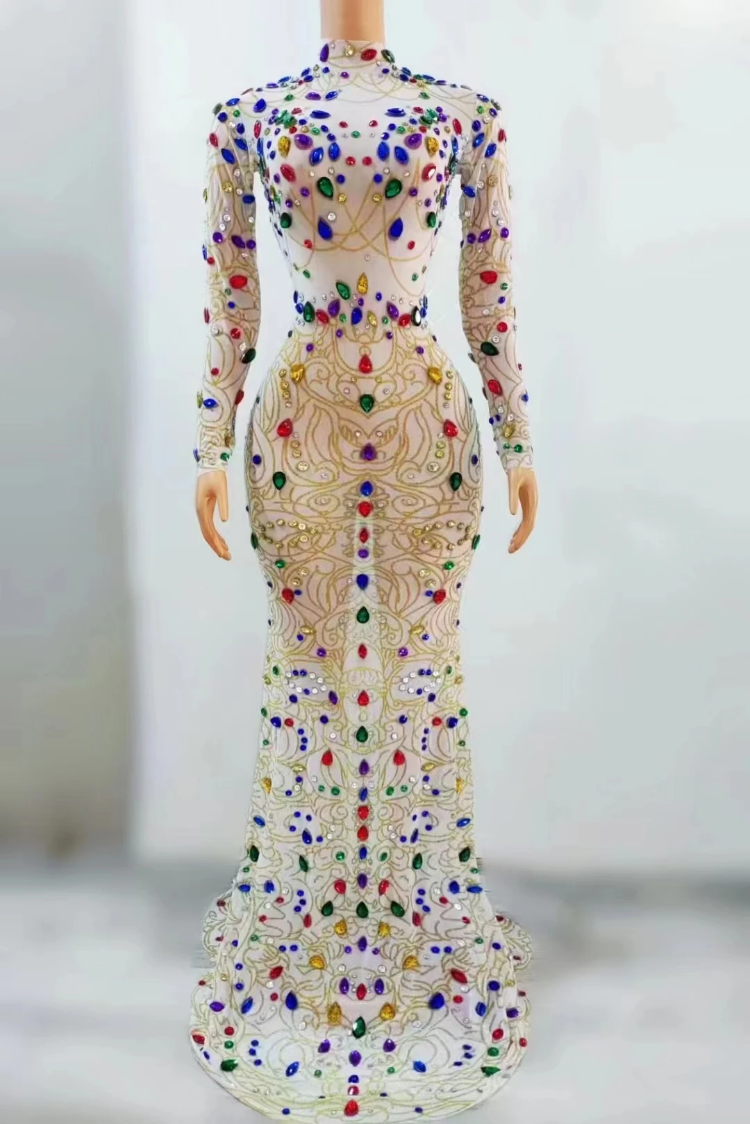 Top Trends: Multi-color Rhinestones Transparent Long DressBirthday Celebrate Outfit Evening Women DanceShow Costume Dress Iincan A389 Shoppable Styles