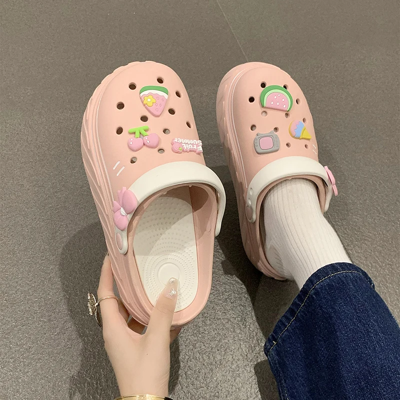 Top Trends: 2023 Fshion Cratoon Charms Clogs Shoes Outdoor Women Slippers Thick Sole High Quality Summer Sandals For Girls Shoppable Styles