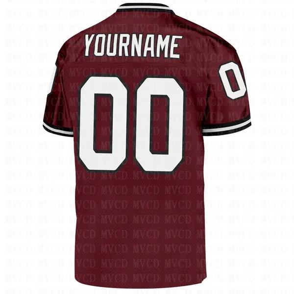 Top Trends: Custom Burgundy White-Black Mesh Authentic Throwback Football Football Short Sleeves Athletic Tee Shirts Unisex Top Streetwear Shoppable Styles - Image 4