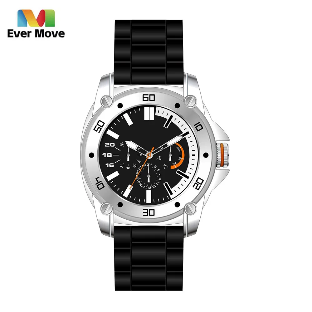 Top Trends: Ever Move Watches Men Luxury Brand Chronograph Multifunction Male Sport Watches Waterproof Stainless Steel Quartz Watch Black Shoppable Styles