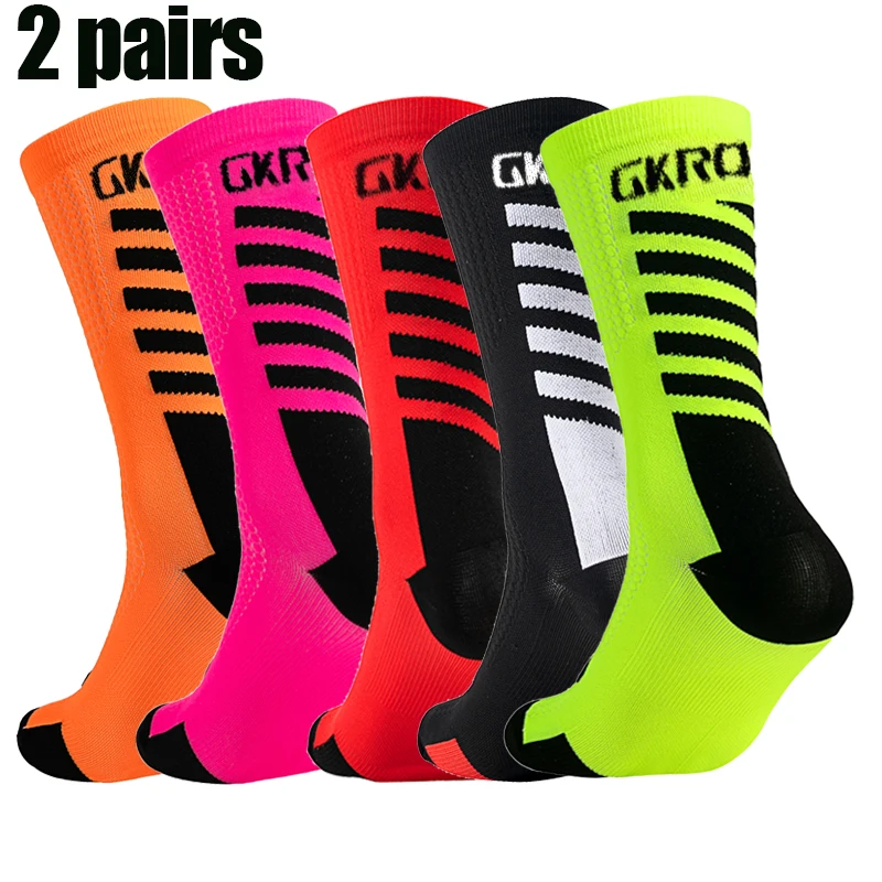 Top Trends: 2pairs New Cycling Socks High Quality Compression Men Bike Outdoor Women Running Professional Sports Running Shoppable Styles