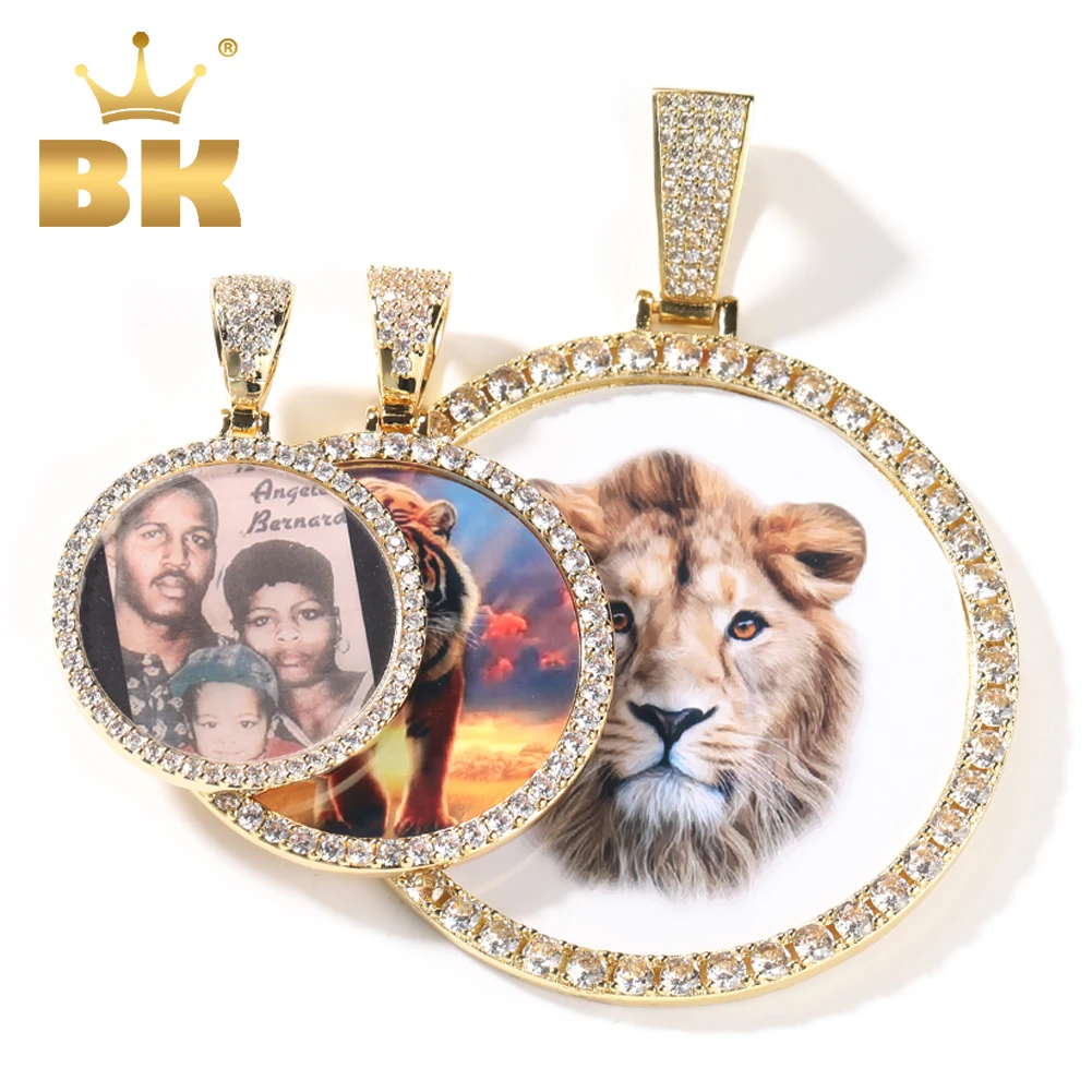 Top Trends: THE BLING KING Oversize Large Round Custom Photo Pendant Necklace Engrave Name Iced Out CZ Hiphop Jewelry Memory Gifts Shoppable Styles