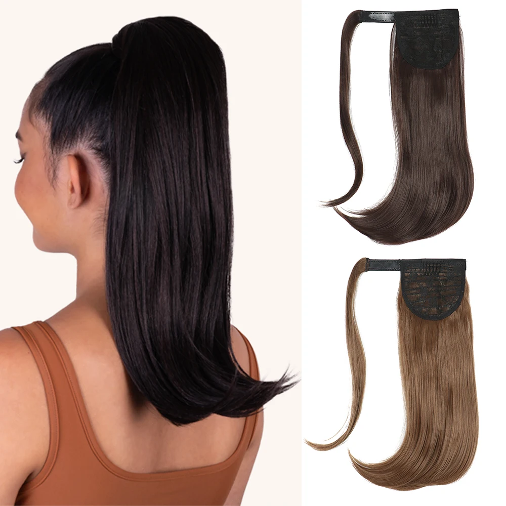 Top Trends: Synthetic Short Straight Wrap Around Clip In Ponytail Hair Extension Heat Resistant Ponytail Hair Extension Black Shoppable Styles