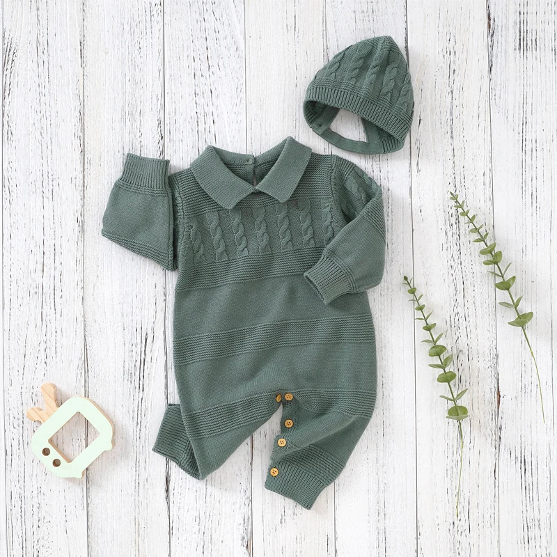 Top Trends: Baby Rompers Clothes Winter Long Sleeve Knitted Newborn Boy Girl Cotton Jumpsuits Hats Sets Autumn 0-18m Toddler Infant Outfits Shoppable Styles