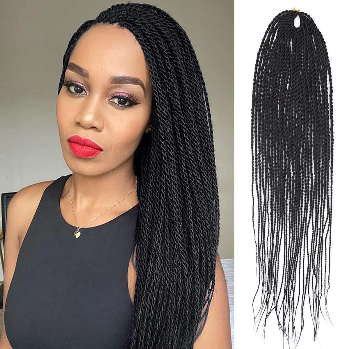 Top Trends: 26Inch 30Roots / Pack Crotchet Braids 5Colors Synthetic Senegalese Twist Braiding Hair Braids Ombre Braiding Hair Extensions Shoppable Styles