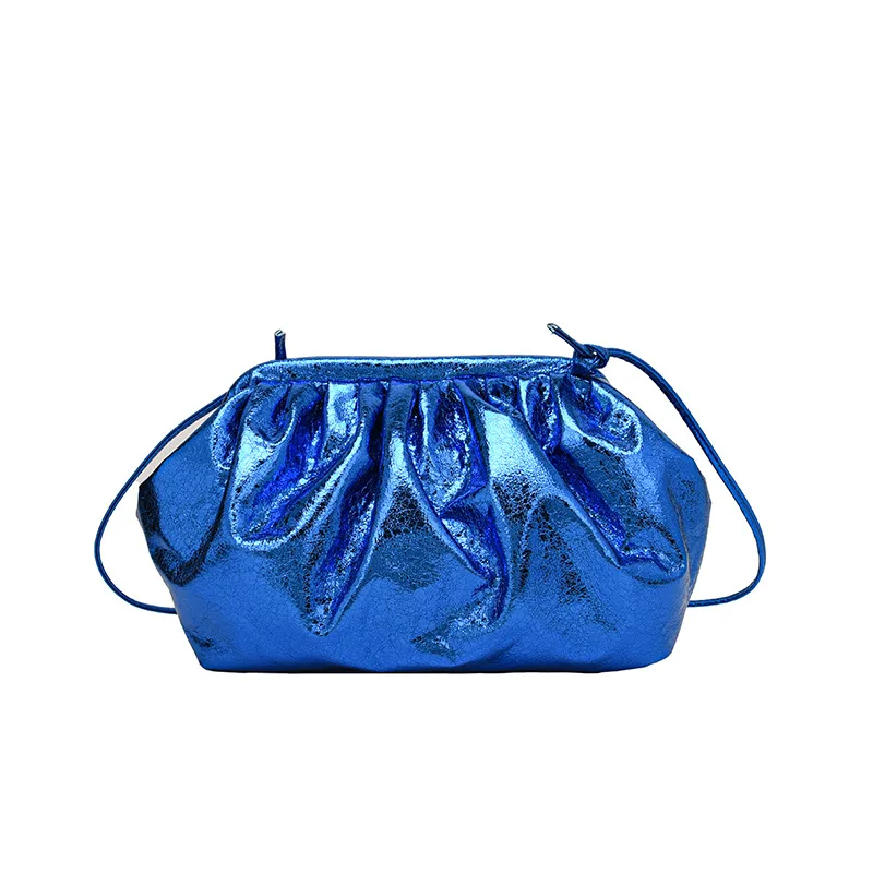 Top Trends: This Year's Popular Bright Face Pleated Cloud Bag For Women 2023 New Trend Fashion One Shoulder Crossbody Bag Solid Color Dinner Shoppable Styles - Image 6