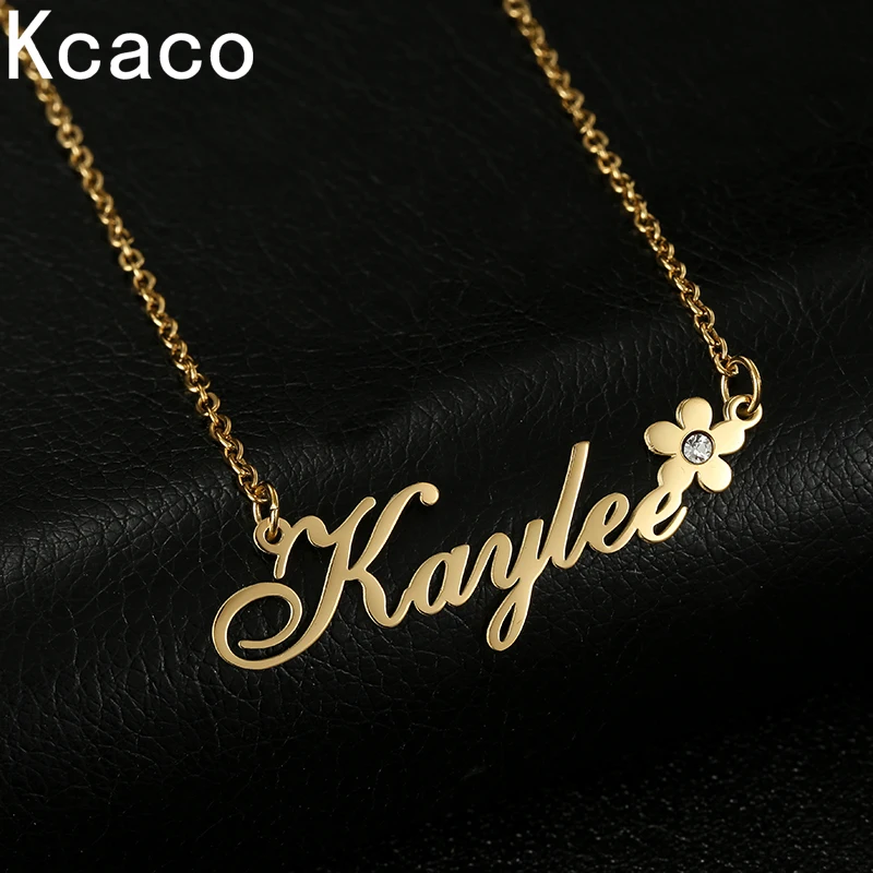 Top Trends: Kcaco Stainless Steel Customized Name Necklace With Zircon For Women Personalized Flower Heart Pendant Birthstone Choker Gifts Shoppable Styles