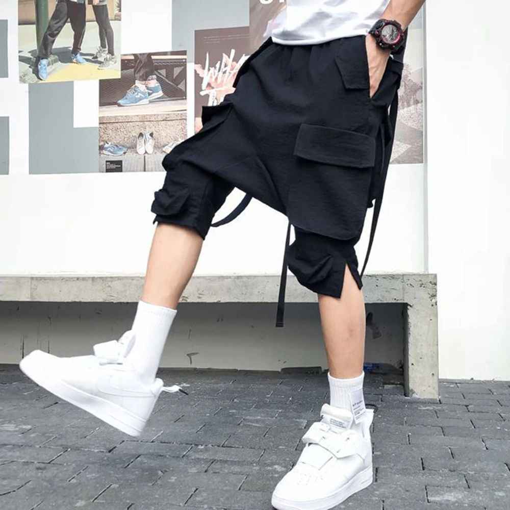 Top Trends: Multi Pockets Ribbons Cargo Shorts Men Harajuku Hiphop Pants Korean Style Casual Shorts Streetwear Retro Vintage Shoppable Styles