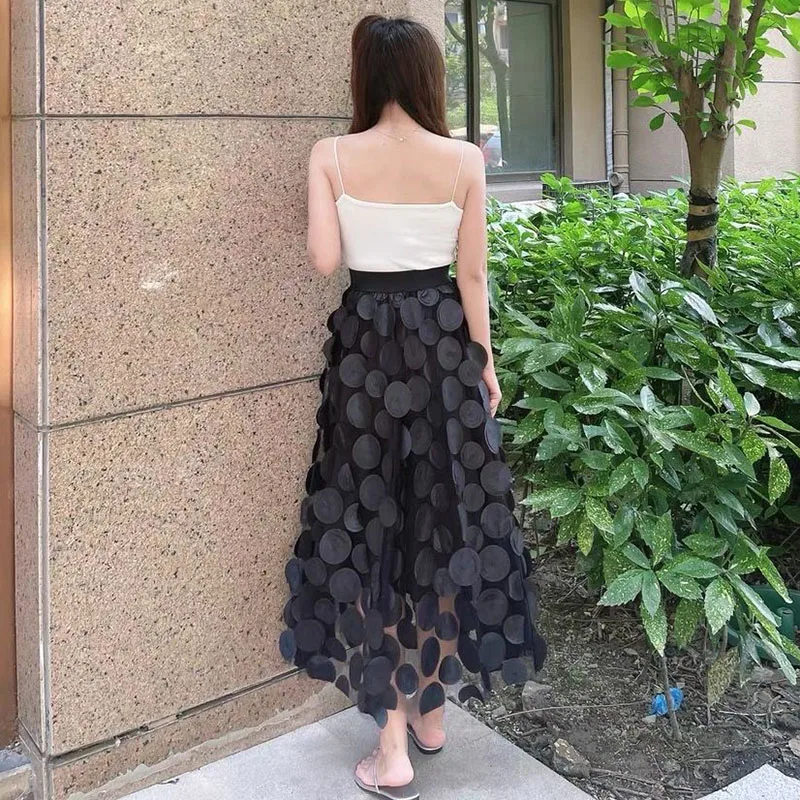 Top Trends: 2023 Spring New Women Black Mesh Long Skirts Fashion Elastic High Waist Tulle Skirt Female Casual Streetwear A-Line Skirt Shoppable Styles - Image 5