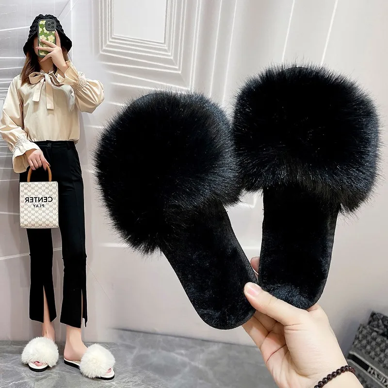 Top Trends: Winter Fur Slippers Home Women Indoor Furry Soft Fluffy Plush Platform Flat Cotton Slippers Luxury Designer Slides House Shoes Shoppable Styles