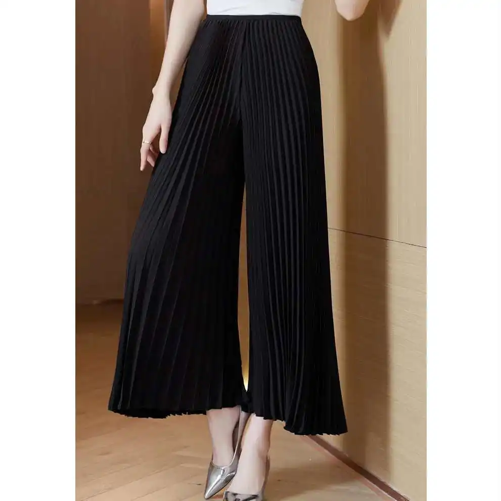 Top Trends: Elegant Vintage Women Oversized Pleated Pants Spring Summer Koreon Streetwear Fashion Big Size High Waist Casual Solid Trousers Shoppable Styles - Image 4