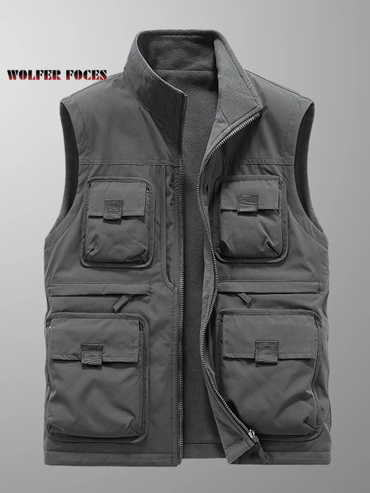 Top Trends: Men's Work Vest MAN Fishing Clothing Winter Coat Sleeveless Jacket Denim Vests Hunting Mesh Jackets Multi-pocket Shoppable Styles