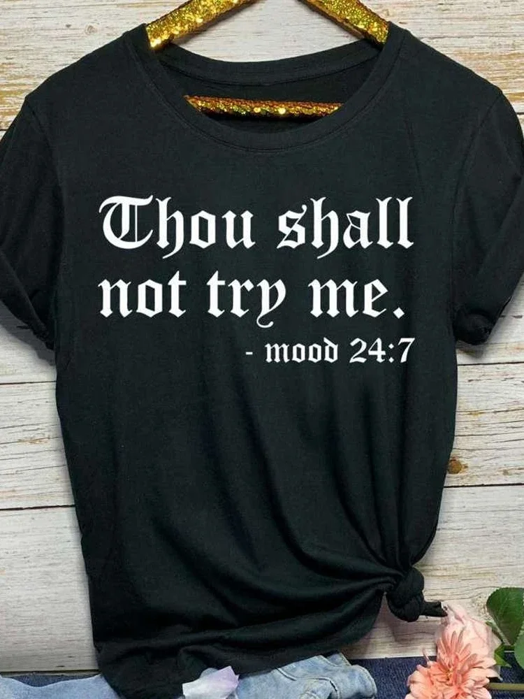 Top Trends: Thou Shall Not Try Me Letter Print T Shirt Women Short Sleeve O Neck Loose Women Tshirt Ladies Summer Tee Shirt Tops Clothes Shoppable Styles