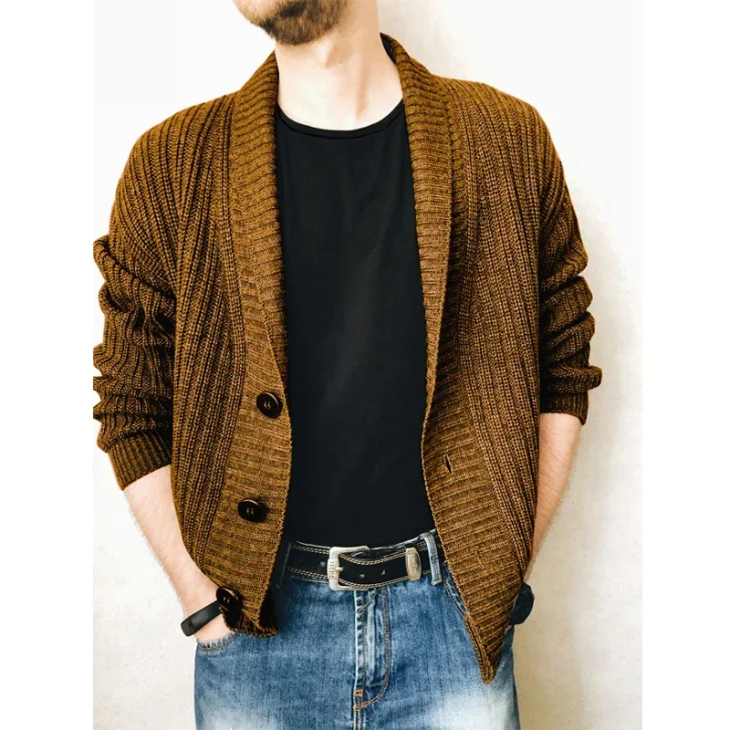 Top Trends: Men's Winter Long Sleeve Warm Shawl Collar Knitted Cardigan Sweater Casual Slim Fit Soft Cotton Knitwear Shoppable Styles