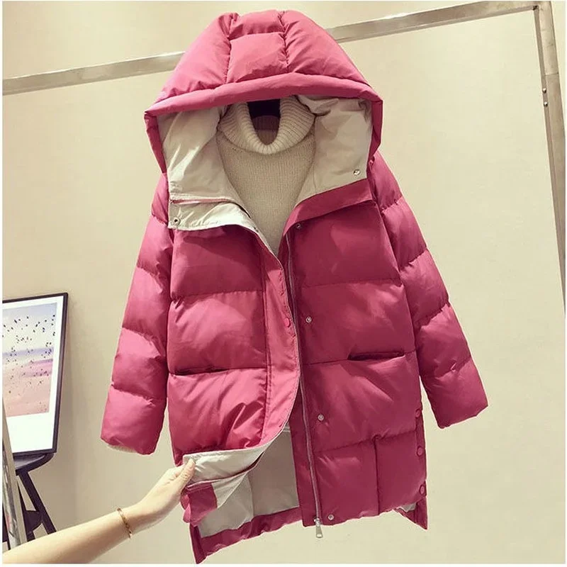 Top Trends: Winter Coat Womens Hooded Padded Jacket Warmth Parka Jacket Mid Length Top Wholesale Plus Size Loose Leisure New Shoppable Styles