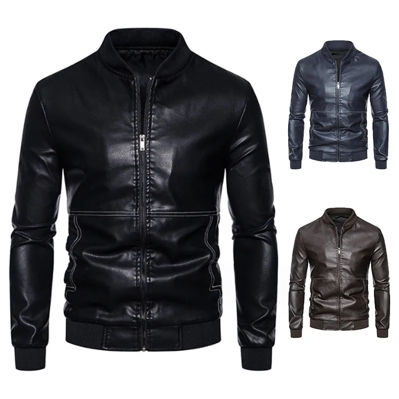 Top Trends: Baseball Motorcycle Jacket Mens Fashion Leather Jacket Slim Fit PU Jacket Male Anti-wind Motorbike Jackets Men Coat Trend Korean Shoppable Styles