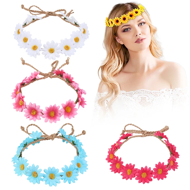 Top Trends: Ncmama Fashion Flower Crown Floral Garland Headbands For Women Girls Festival Wedding Party Adjustable Wreath Hair Accessories Shoppable Styles