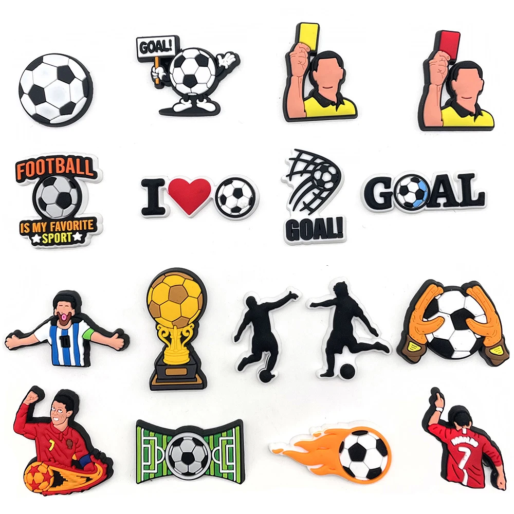 Top Trends: Hot 1pcs Soccer Football Shoe Charms For Croc Charms Accessories Pin Clog Sandals Decoration Kids Women Men Party Favor Gifts Shoppable Styles