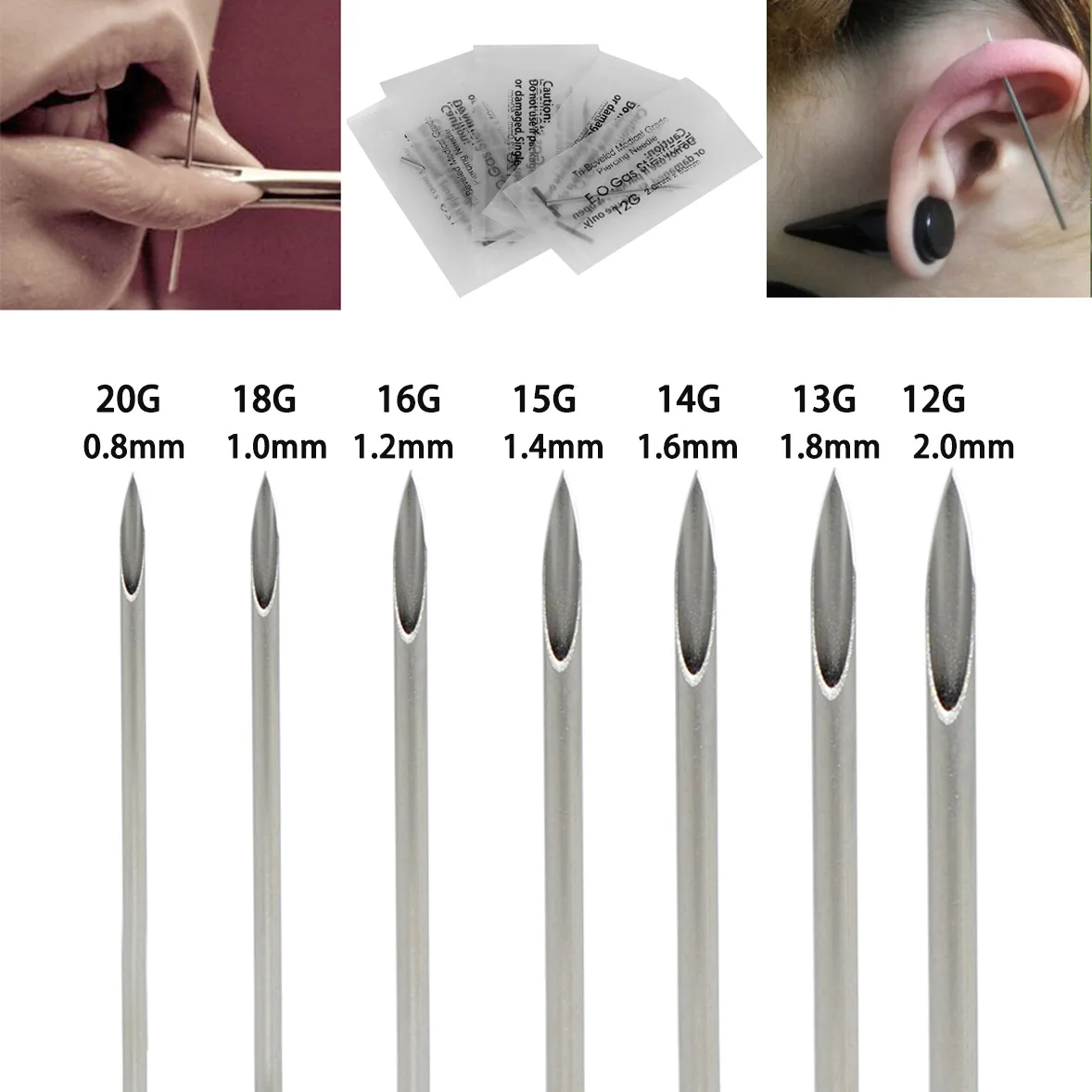 Top Trends: 20Pcs Piercing Jewelry Accessories Sterile Puncture Needle Nose Stud Lip Nail Tool Disinfection Bag Containing Disposable Needle Shoppable Styles