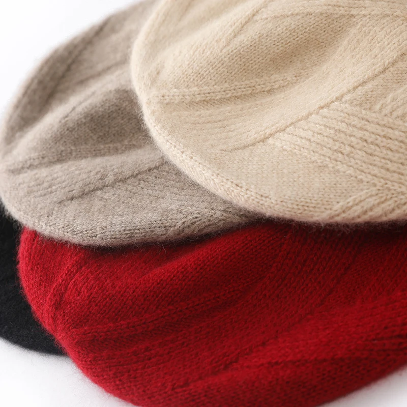 Top Trends: Women Hat Winter New 100% Pure Cashmere Knitted Headgears Soft Warm Hats Lady Fashion Casual Thicken Cap Quality Cashmere Cap Shoppable Styles - Image 6