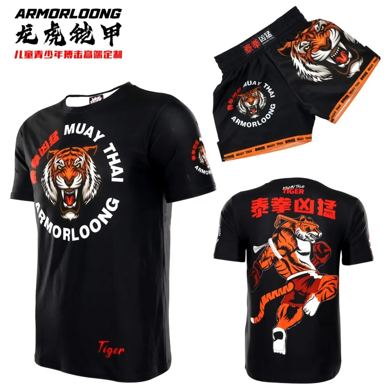 Top Trends: Muay Thai Tiger Fighting Sports Adult And Children MMA Short Sleeve Shorts Comprehensive Training Boxing Running Leisure Suit Shoppable Styles