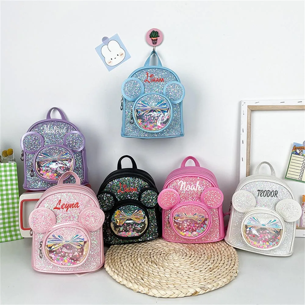 Top Trends: New Sequin Children's Bag Personalized Name Cute Cartoon Princess Girls Backpack Custom Kids Fashion Kindergarten Backpacks Shoppable Styles