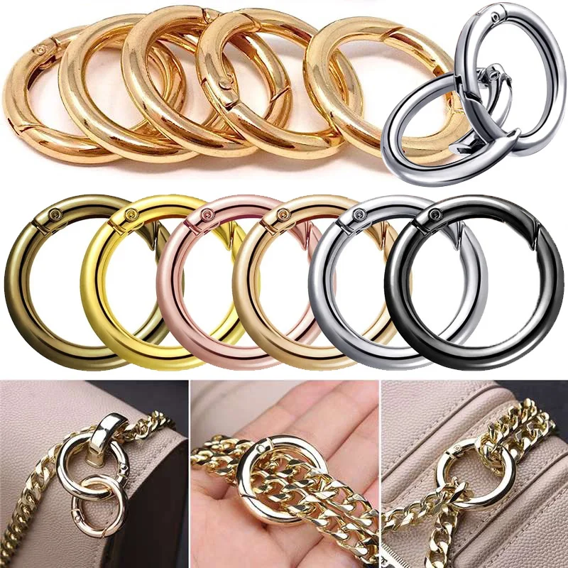 Top Trends: 10pcs / lot Circular Bag Buckle Metal Clasps Buckles Spring O Round Carabiner Snap Hook Spring Keyring DIY Jewelry Bag Accessories Shoppable Styles - Image 2