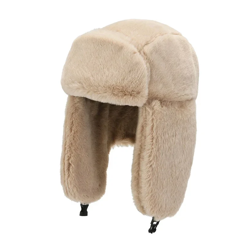 Top Trends: Fashion Winter Hats Men And Women Faux Fur Bomber Hat Thicken Plush Warmer Caps Outdoor Windproof Ear Protection Ski Cap Earmuff Shoppable Styles - Image 2