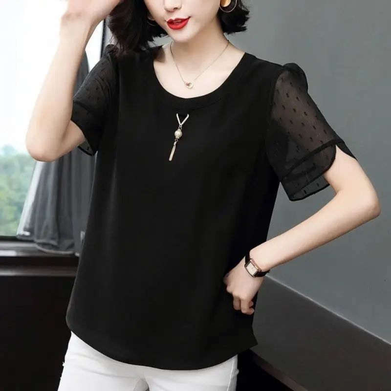 Top Trends: Casual Solid Color All-match Shirt Women's Clothing Loose Summer Chic Three-dimensional Decoration Stylish Short Sleeve Blouse Shoppable Styles - Image 3