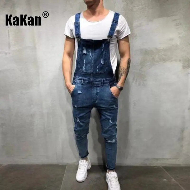 Top Trends: Kakan - European And American New Strap Blue Black Jeans Men&#039;s Wear, Youth Popular Strap Long Jumpsuit K34-207 Shoppable Styles