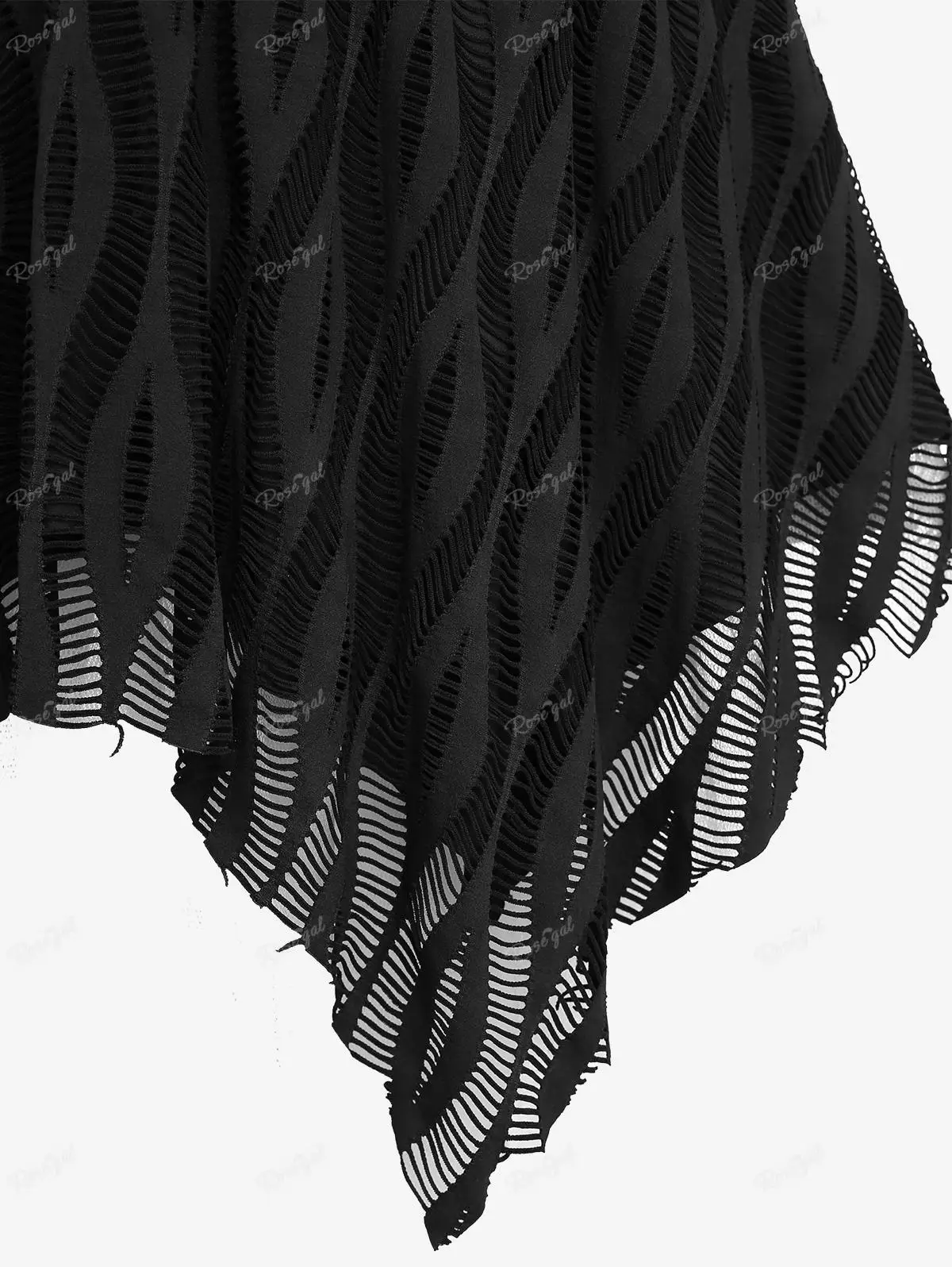 Top Trends: ROSEGAL Plus Size Gothic Asymmetric Skirts Black Textured Mesh Layered Moon Chain Tassel Skirt Elastic Waist Handkerchief Bottom Shoppable Styles - Image 5