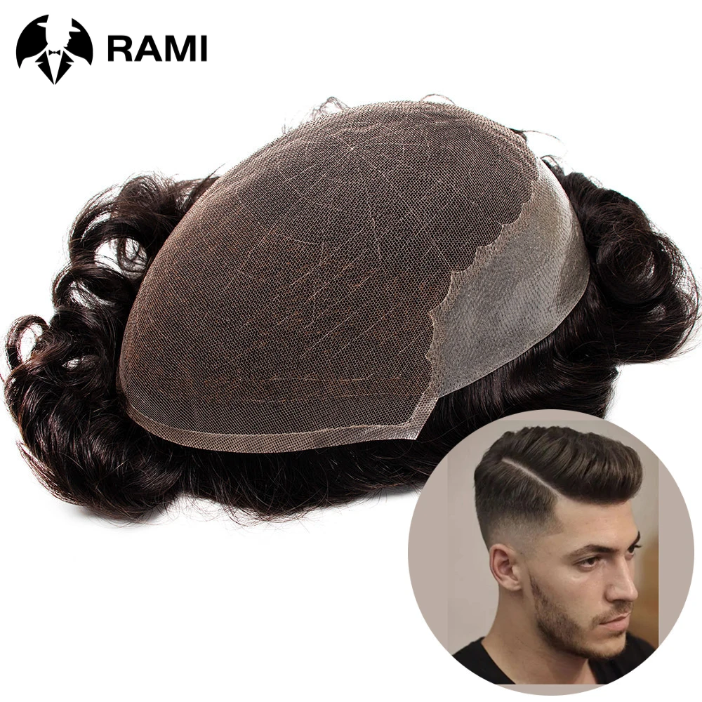 Top Trends: Q6 Men Toupee Lace &amp; PU Base Human Hair Replacement System Unit Toupee Wig For Men 6&quot; Male Hair Prosthesis Shoppable Styles